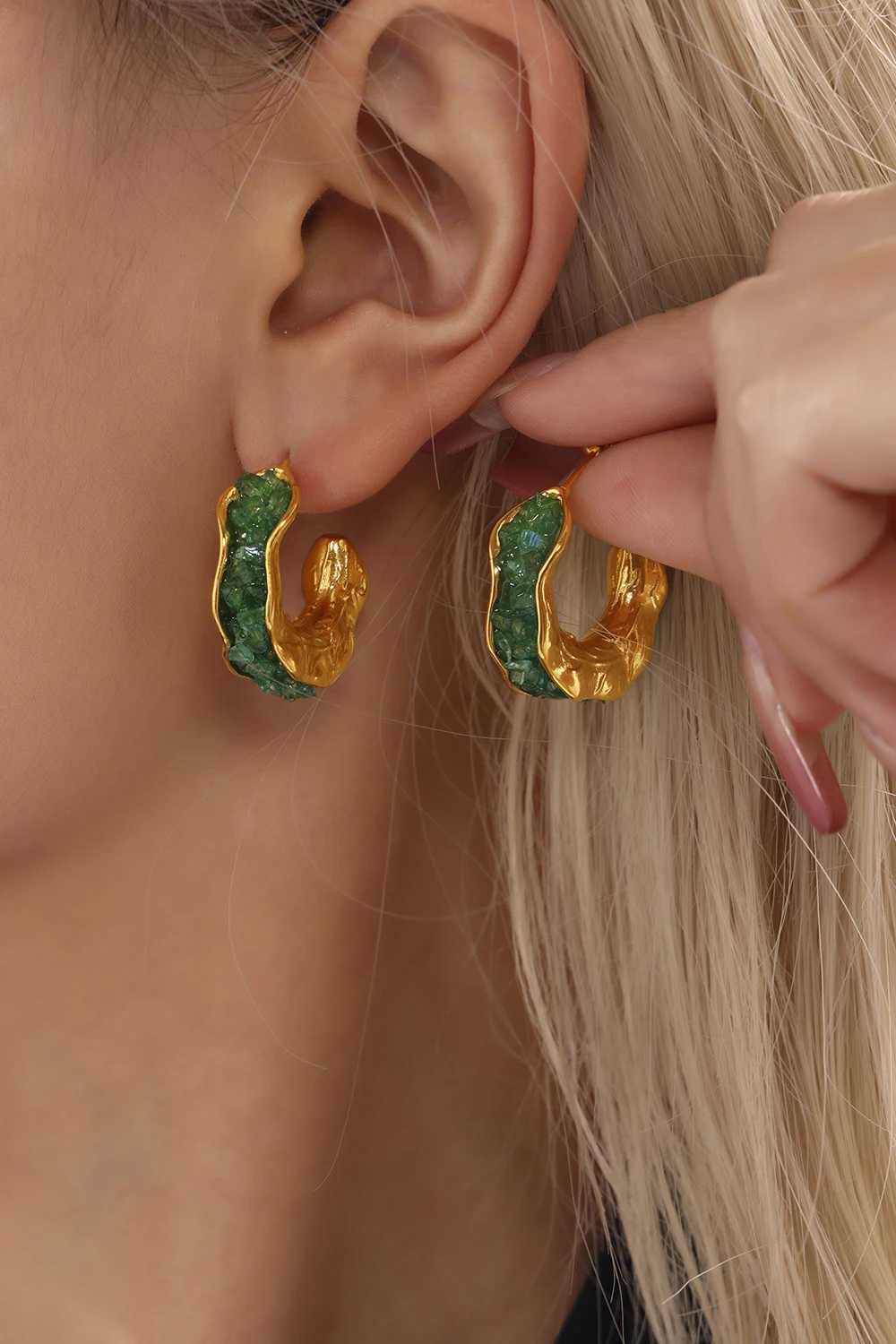 Liora Stainless Steel Dangle Earrings For Women Luxury MultiColor Crystal Stone Statement Stud Earrings Waterproof JewelryW251029