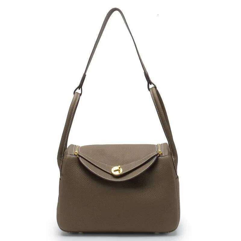 New Style Top Layer Cowhide Litchi Pattern Lindy Doctor Single Shoulder Pillow Bag Gold Buckle Luxury Leather Handbag