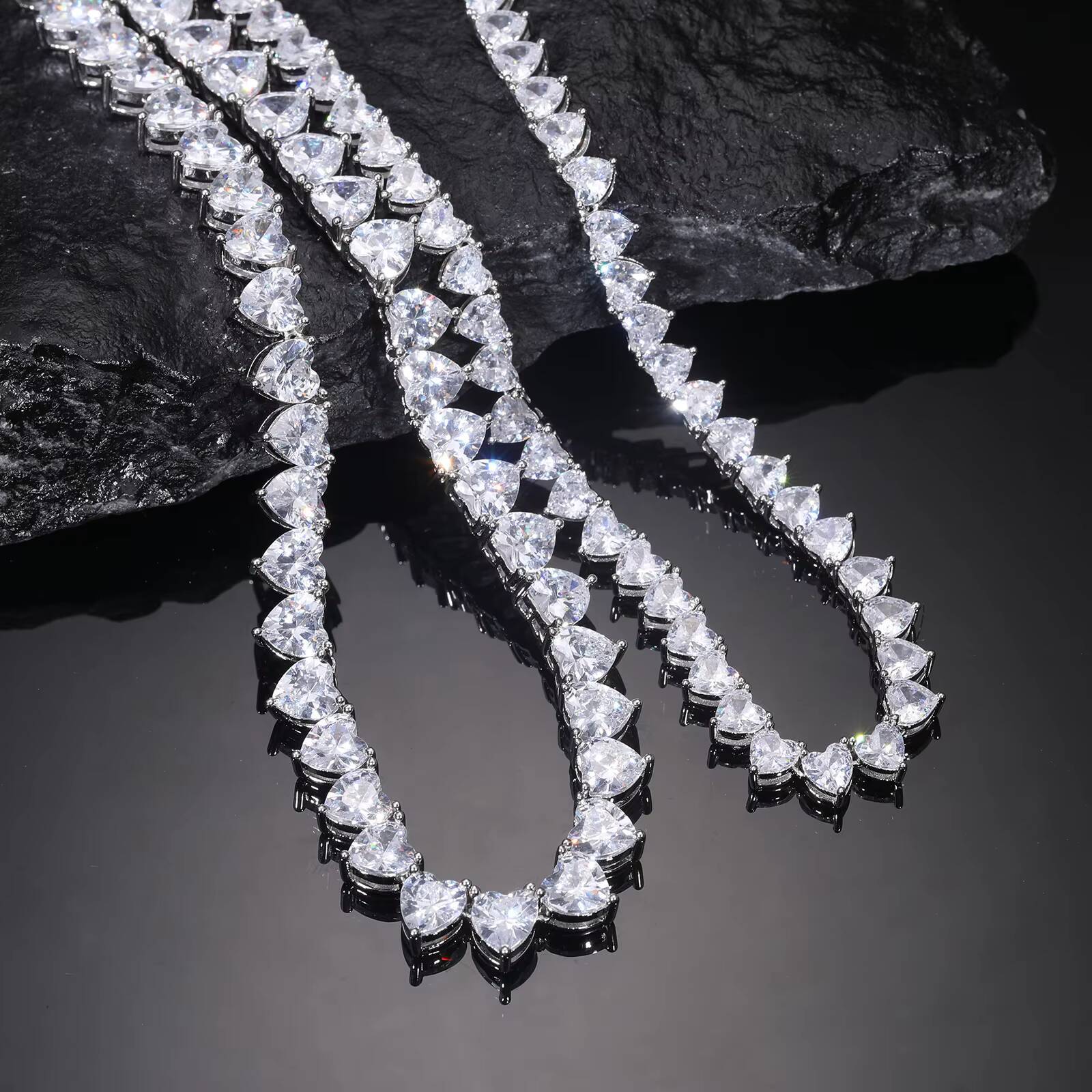 Luxury Valentine Gift Jewelry 925 Sterling Silver 5mm 65mm Vvs Moissanite Diamond Heart Tennis Bracelet for Men Women