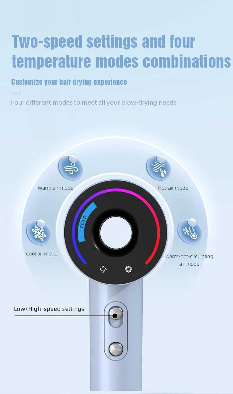 600W T30 PLUS Professional AC HighSpeed Ionic Salon Hair Dryer Smart LED Display Concentrator Nozzle Wall Mount for Hotels W251029