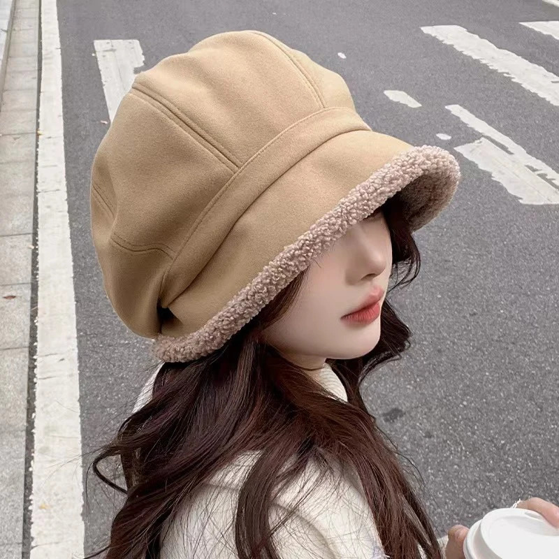 Womens Thick Fisherman Hat Thick Velvet Warm Hat Large Brim For Winter Warmth And Anti Separation Ear Protection 251029