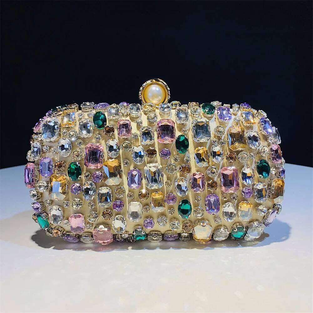 Designer Bags Full Dia-Encrusted Dia Dinner Women's Clutch Bag, Premium Box Bag. Luxury Bag