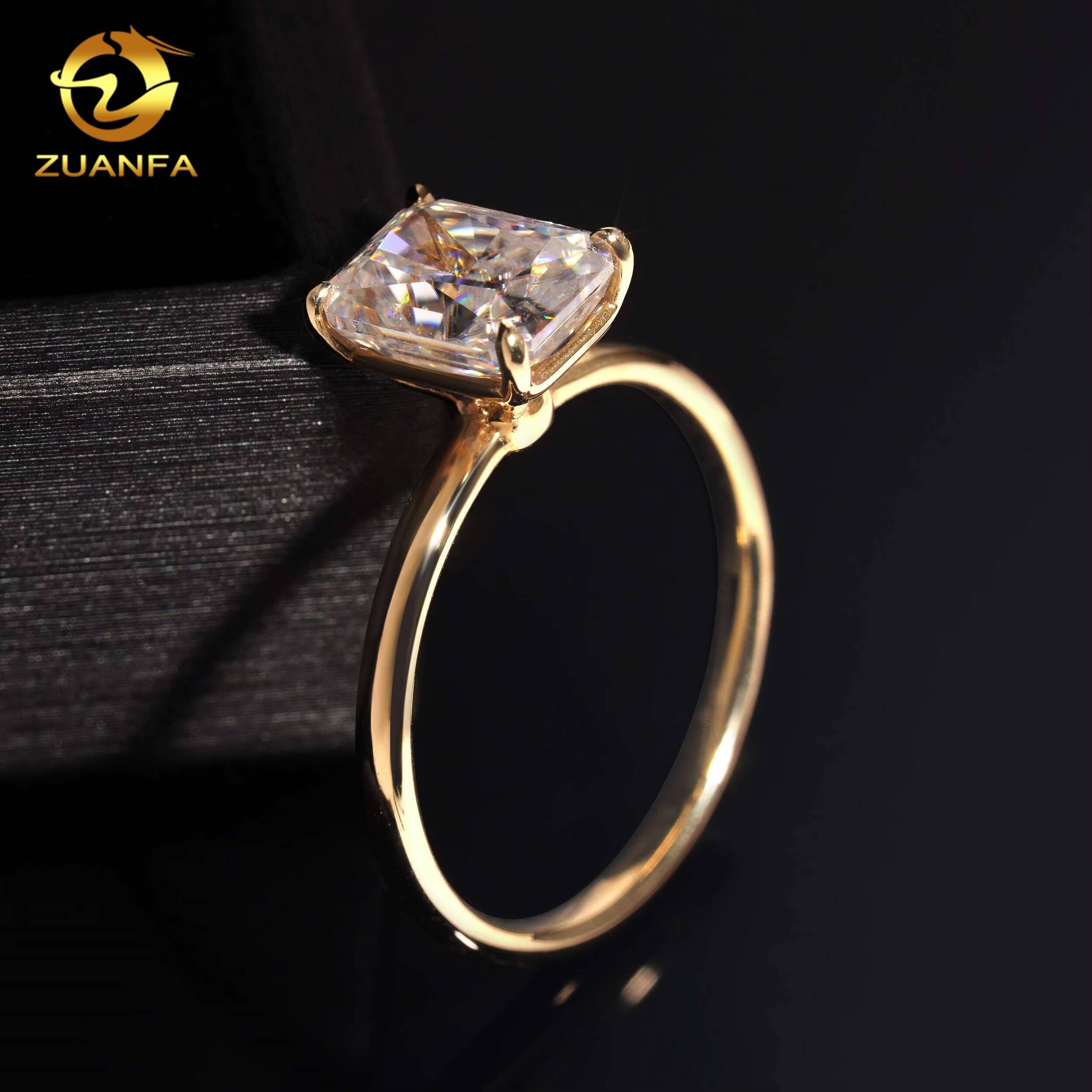 Custom Solitaire Radiant Cut Moissanite Pass Diamond Test Real10K 14K 18K RoseYellowWhite Gold Wedding Engagement Ring