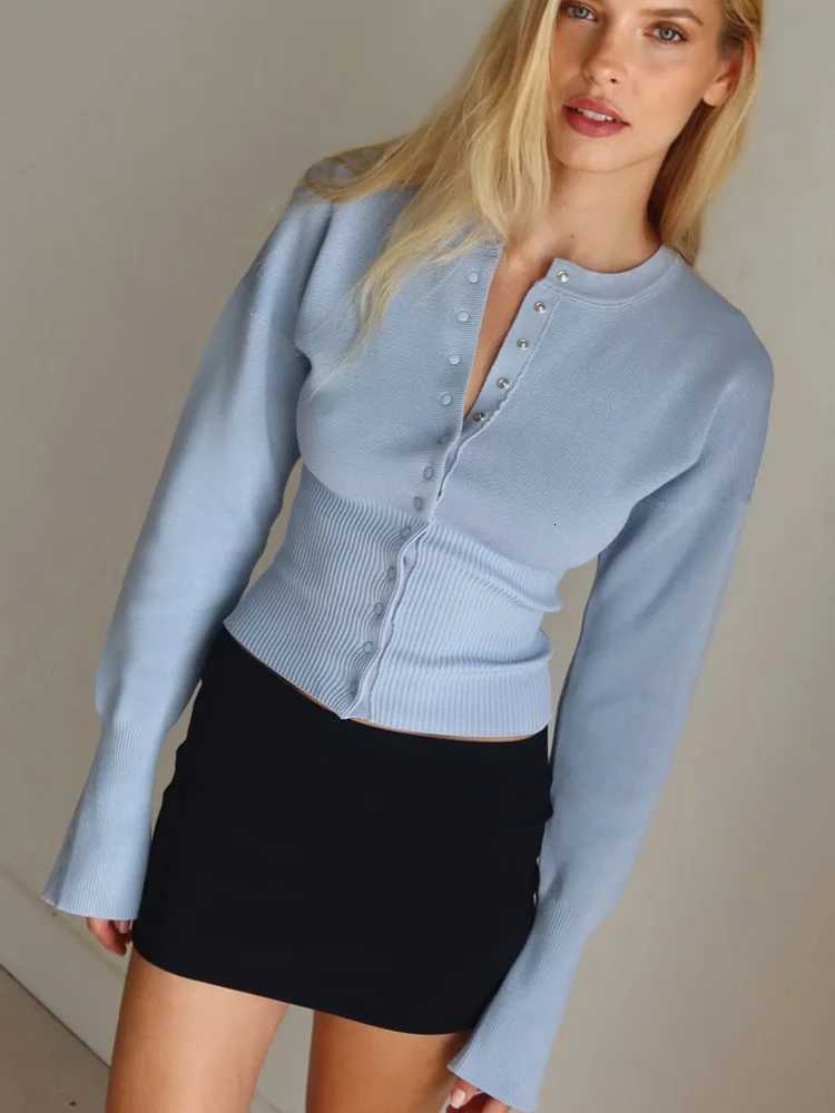 Tossy Autumn Fashion Knitwear Cardigan Top Womens Ribbed Patchwork Slim Casual Cropped Inner Top Womens Knit Cardigan OutwearT251028