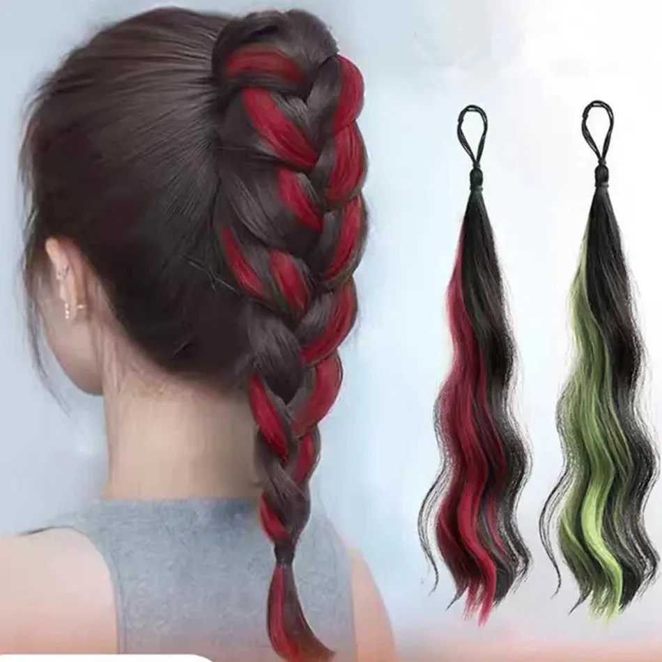 50cm Highlight Hair Bundle Wavy Synthetic Ponytail Hair Accessories Fluffy Selfwinding Chignon Ponytail Hairpiece For Daily UseW251028