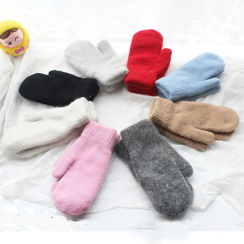1pair Women Winter Keep Warm Plush Gloves Elasticity Soft Full Fingers Mittens Rabbit Fur Knitted Girls Fashion Gloves 251029
