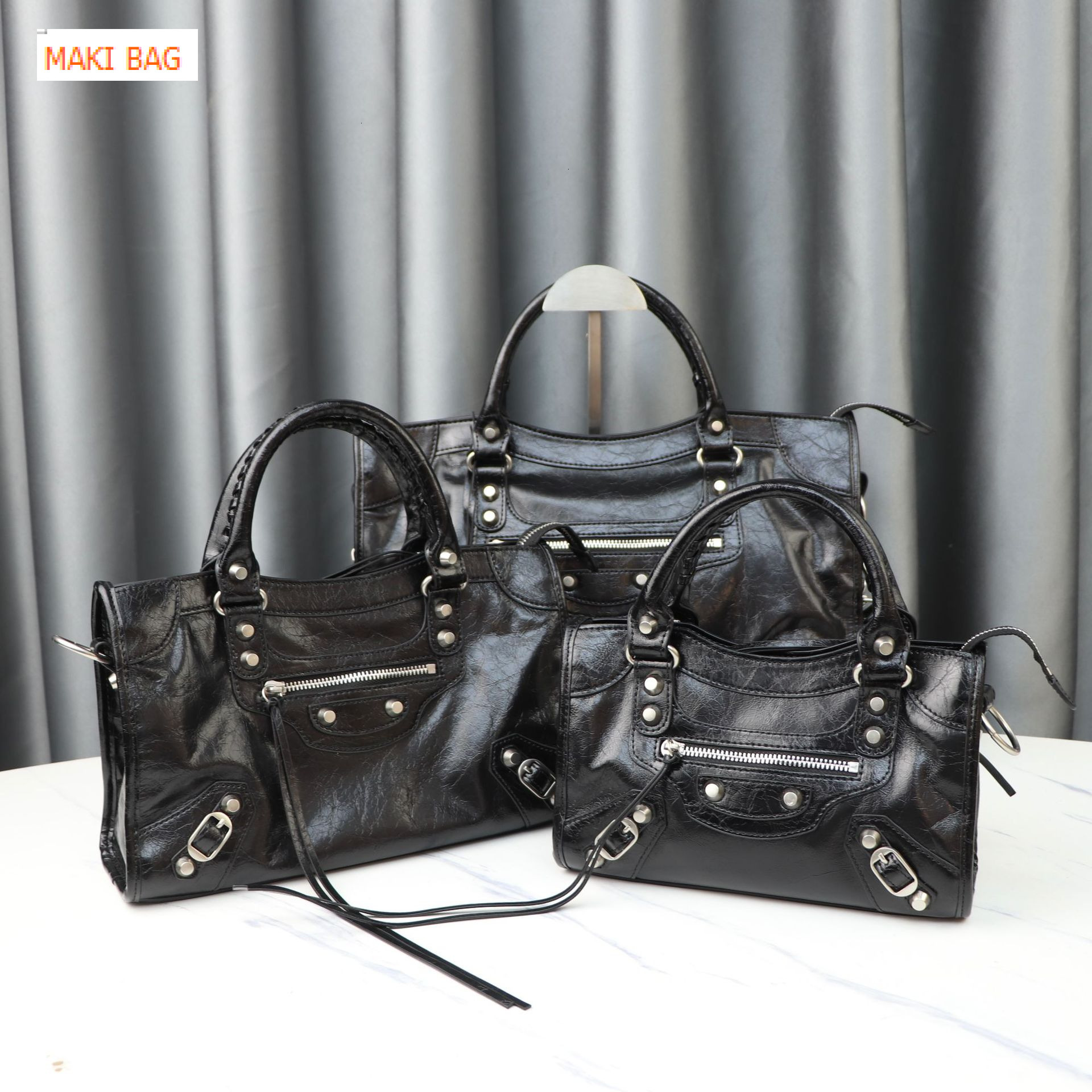 New French motorcycle bag soft suede ABG spicy girl rivet bag cowhide crossbody bag designer bag handbag women's shoulder bag crossbody bag