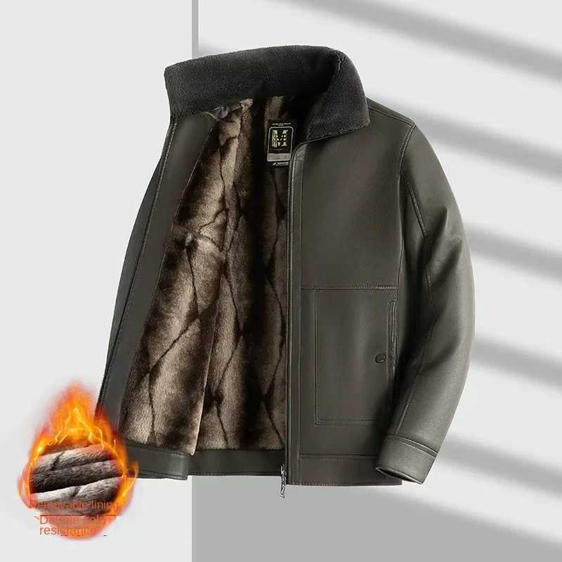 Plush and Thickened Mens Leather Jacket Removable Lining Jackets Man Motorcyclist Jacket Man Casual 2024 New in CoatsT251029