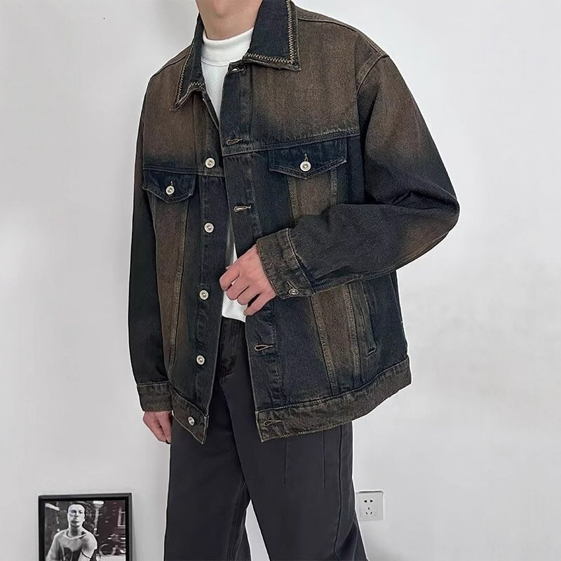 American Style Denim Jacket For Designer Jacket Men Spring And Autumn New Trendy Brand High-end Feel Washed And Distressed Loose Casual Versatile Coat