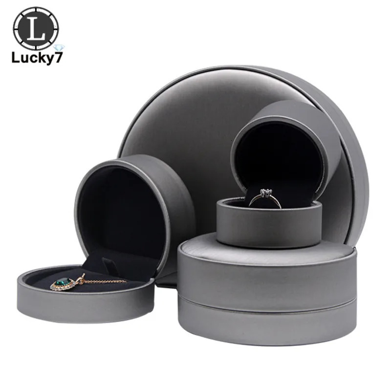 Semicircular Jewelry Box Ring Pendant Brushed PU Leather Bracelet Necklace For Display Case Holder 251013