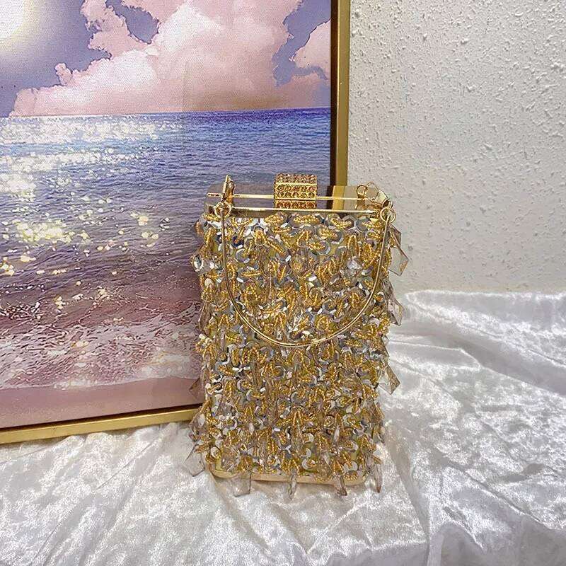 Designer Bags Vintage Metal Premium Sense Beaded Shiny Sequined Box Celebrity Temperament Dinner Party Messenger Bag Luxury Bag
