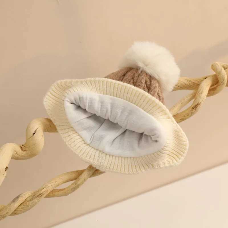 1 Piece Warm Baby Beanie for Boy Girl Beige Coffee Color Cartoon Flap Crochet Bonnet for Toddler Autumn Winter Knitted Hat251028
