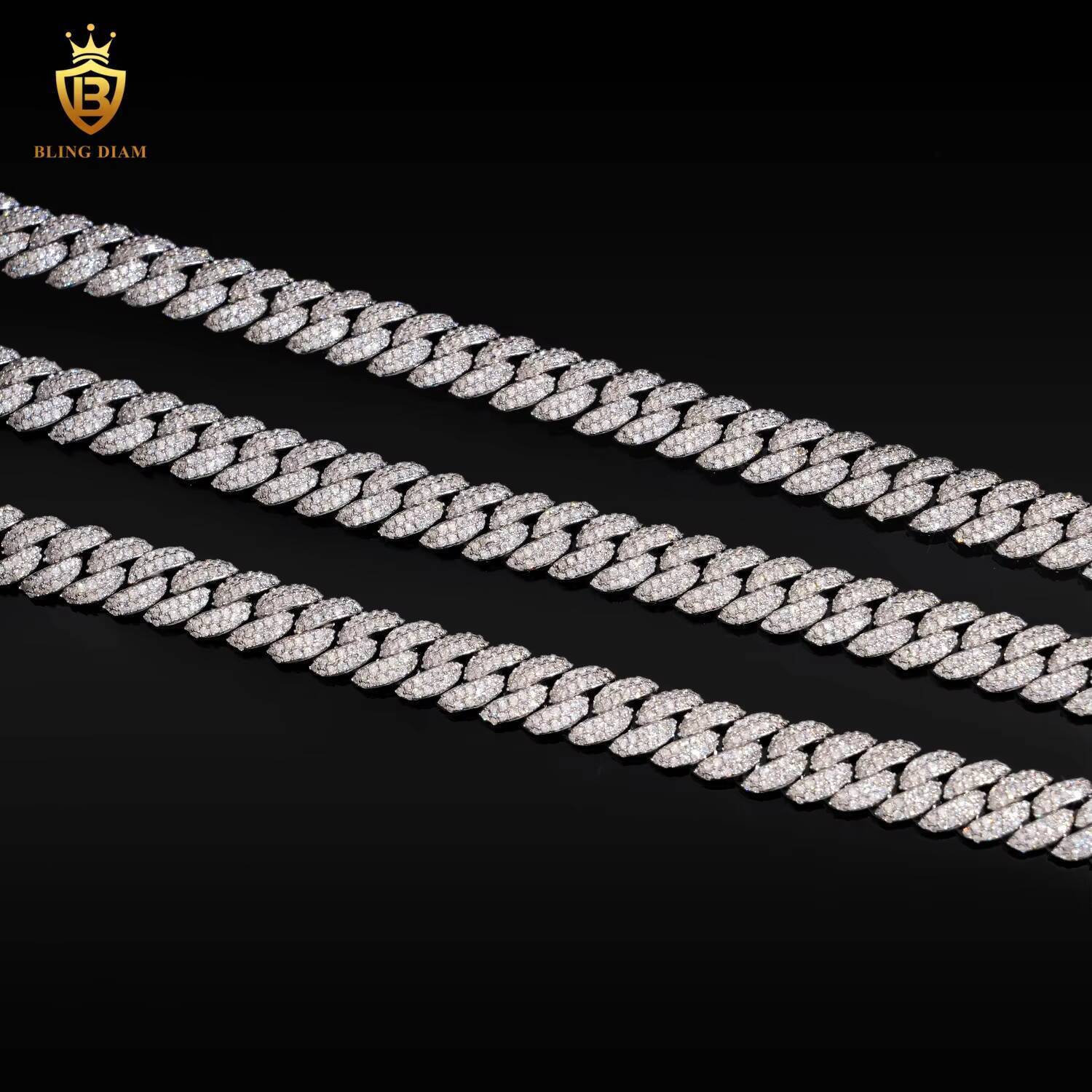 New Design HipHop 10MM S925 Silver Moissanite Cuban Chain Pass Diamond Tester Iced Out VVS Moissanite Necklace Cuban Link Chain