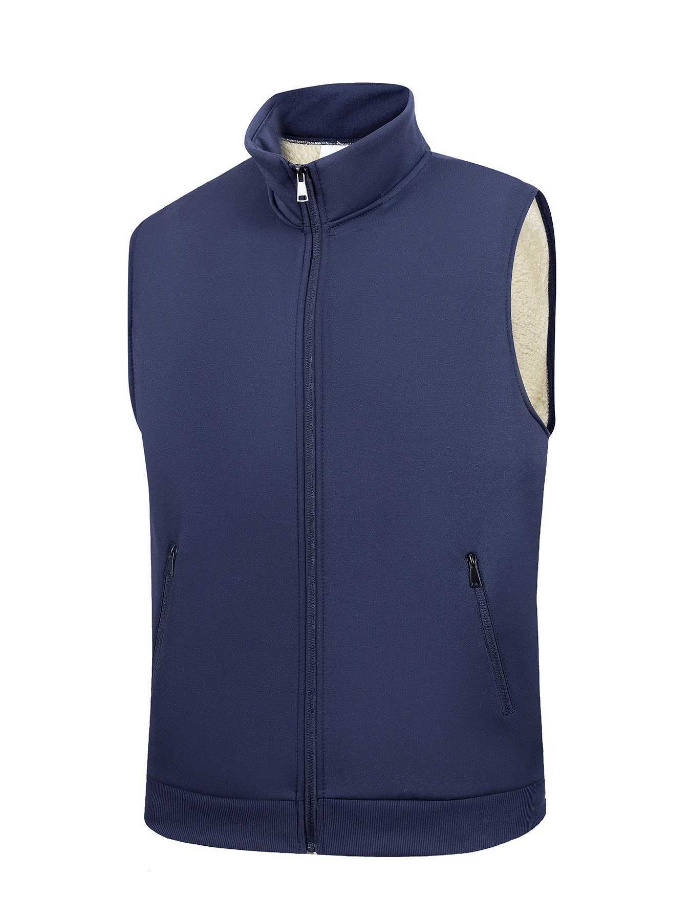 Autumn and Winter Men Warm Vest Jacket Outdoor Thickened Solid Color Sleeveless Coats Standing Collar Zipper Athletic Vest Tops W251029