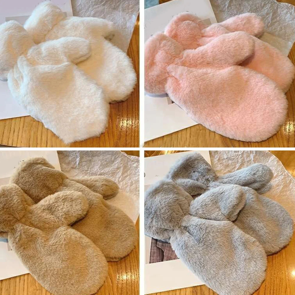 Winter Thicken Plush Soft Full Finger Gloves Women WarmFur Fuzzy Mittens Cold Protection Velvet Lining Outdoor Fluffy Gloves 251029