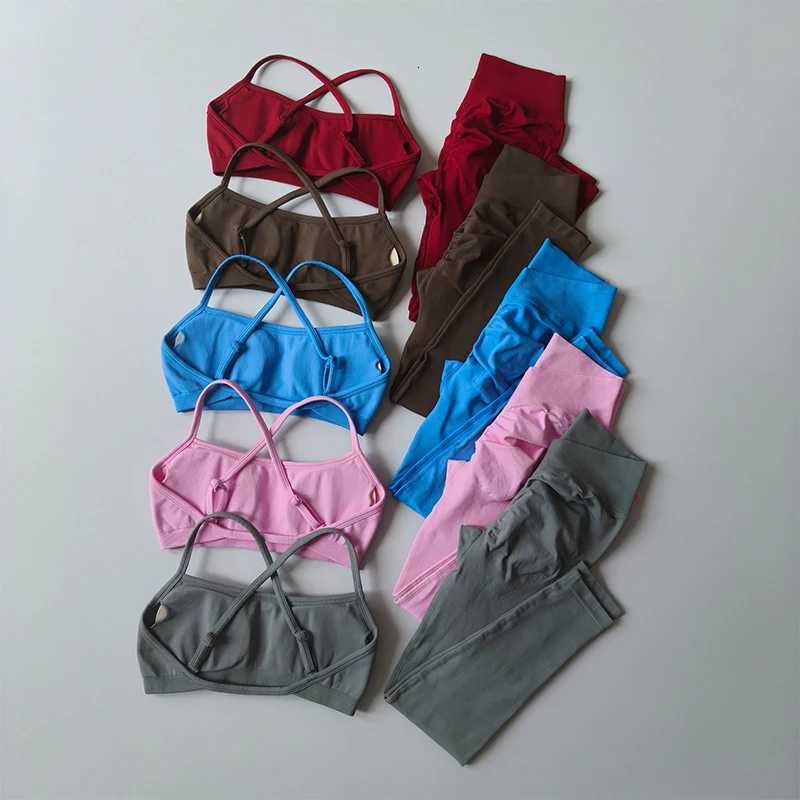 Leggings Set Women Seamless Yoga Set Fitness Clothing High Waisted Gym Legging Padded Tank Top Workout Fitness Sport Bras SuitXJ251029