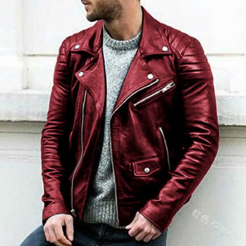 Men PU Leather Coat Teen Stand Collar Punk Male Motorcycle Leather Jackets Faux Leather Zipper Handsome Coats JacketsT251029