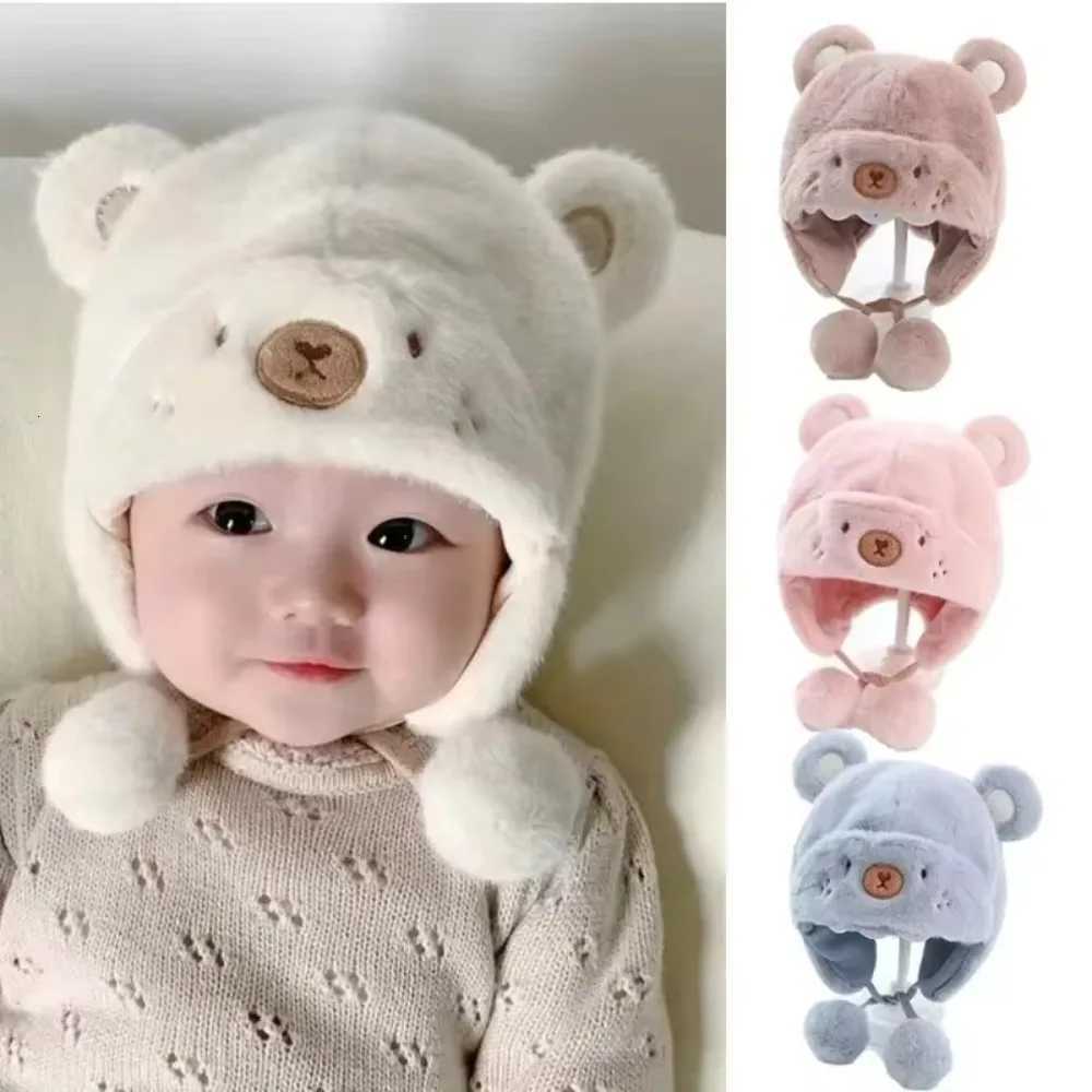 New Cute Warm Hats with Ball Solid Color Hemming Caps Autumn Winter Soft Ear Protection Hats251028