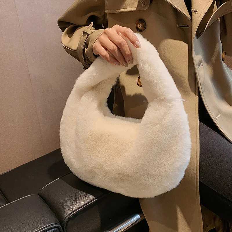 Solid Color Plush Dumpling Bag Simple Style Niche Design Faux Fur Handbag Tote Small Wens Underarm Hobo Bag1 D251029