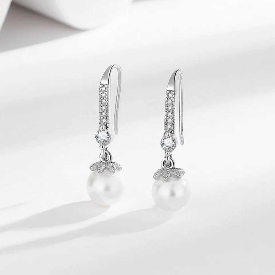 925 Sterling Silver Drop Earrings Inlaid With AAAAA Zircon Imitation Pearls Womens Earrings Party Wedding Jewelry AccessoriesW251029