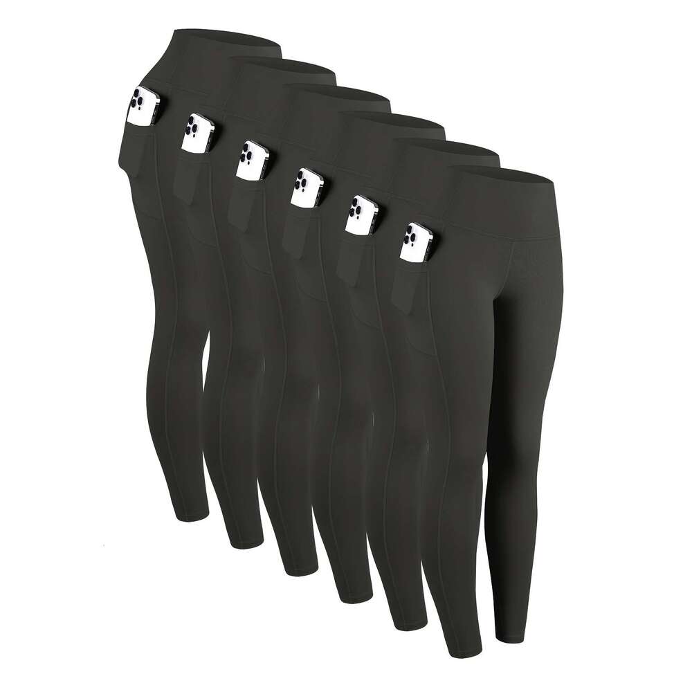 6pcs High Waisted Yoga With Pockets For Women, Sport Workout Leggings
