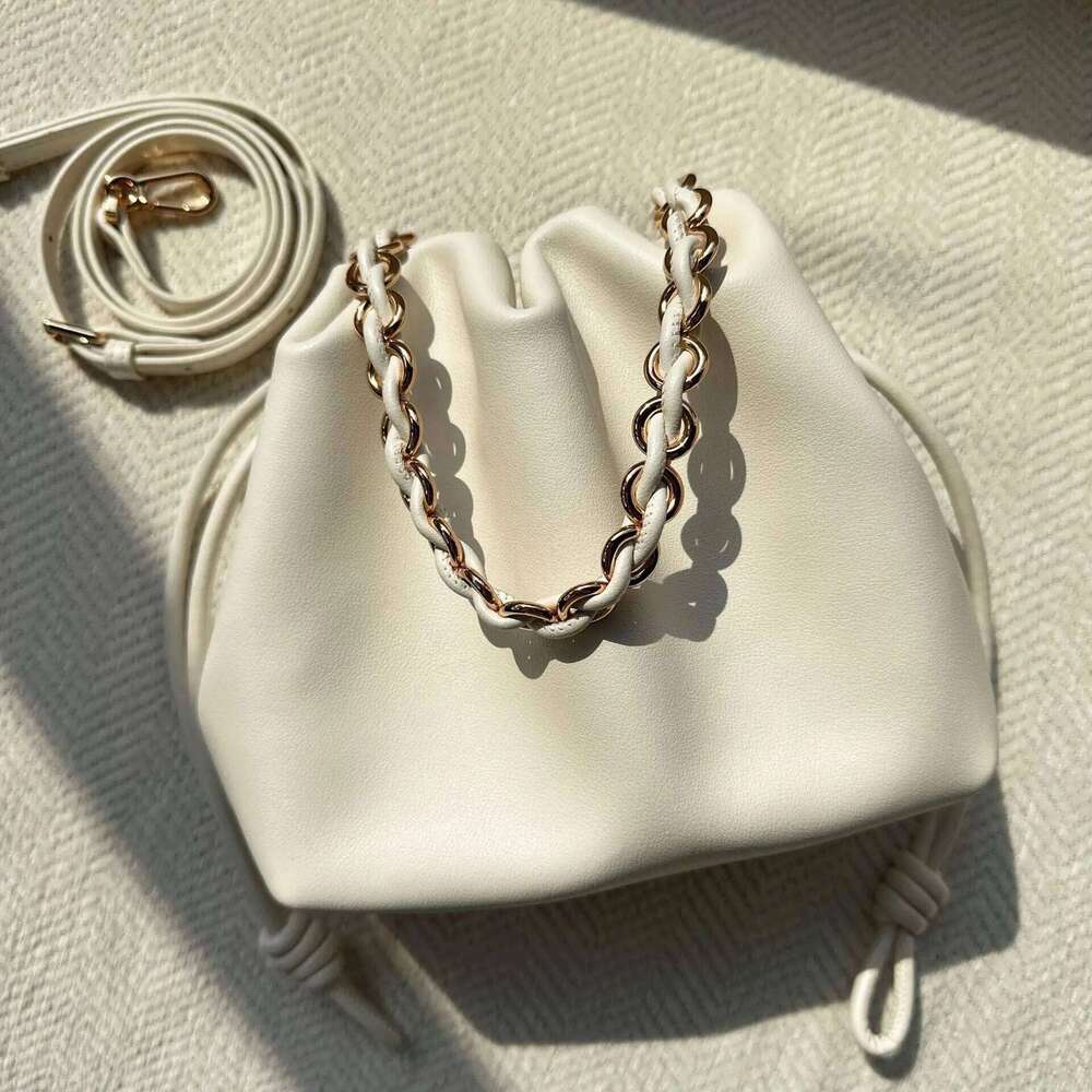 Genuine Leather Drawstring Cloud New Design Soft Cowhide Fashion Women Pleated Chain One-Shoulder Crossbody Bag 251029