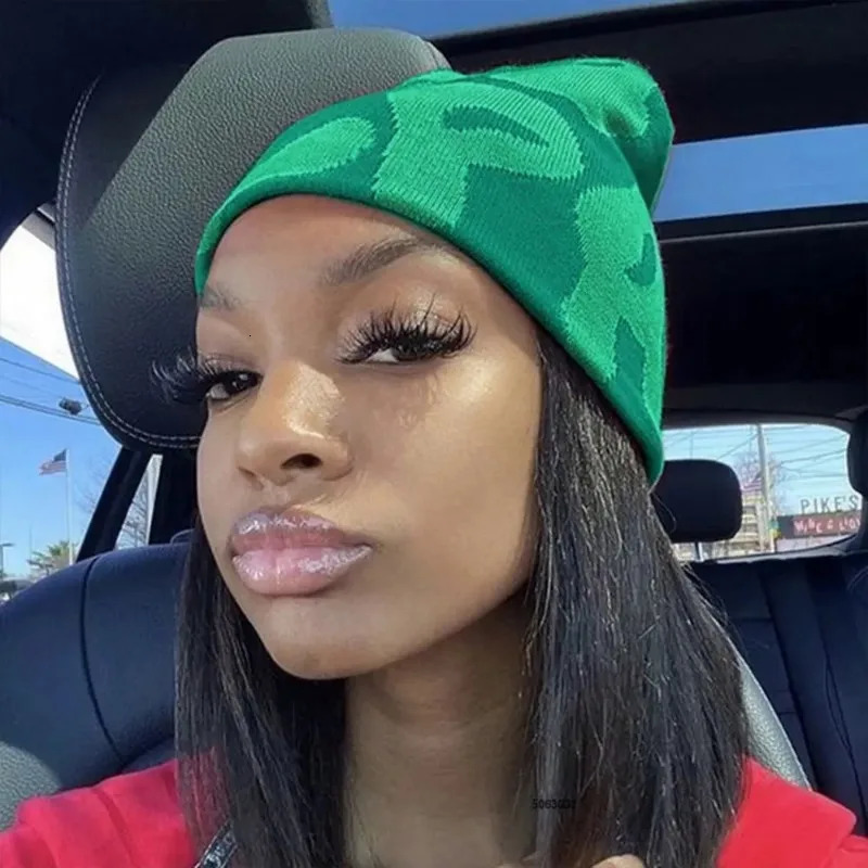 Y2K MEA Culpa Beanies Hat with Rhinestone for Women Men Beanies Hats Hiphop Soft Stretch Warm Knitted Slouchy Cap 251029