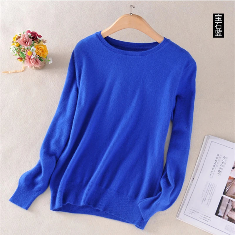 Super Soft Cashmere Cotton Blended Classic ONeck Knitted Sweater Women Autumn Winter Basics Base Pullover Pull Femme Hiver 251029