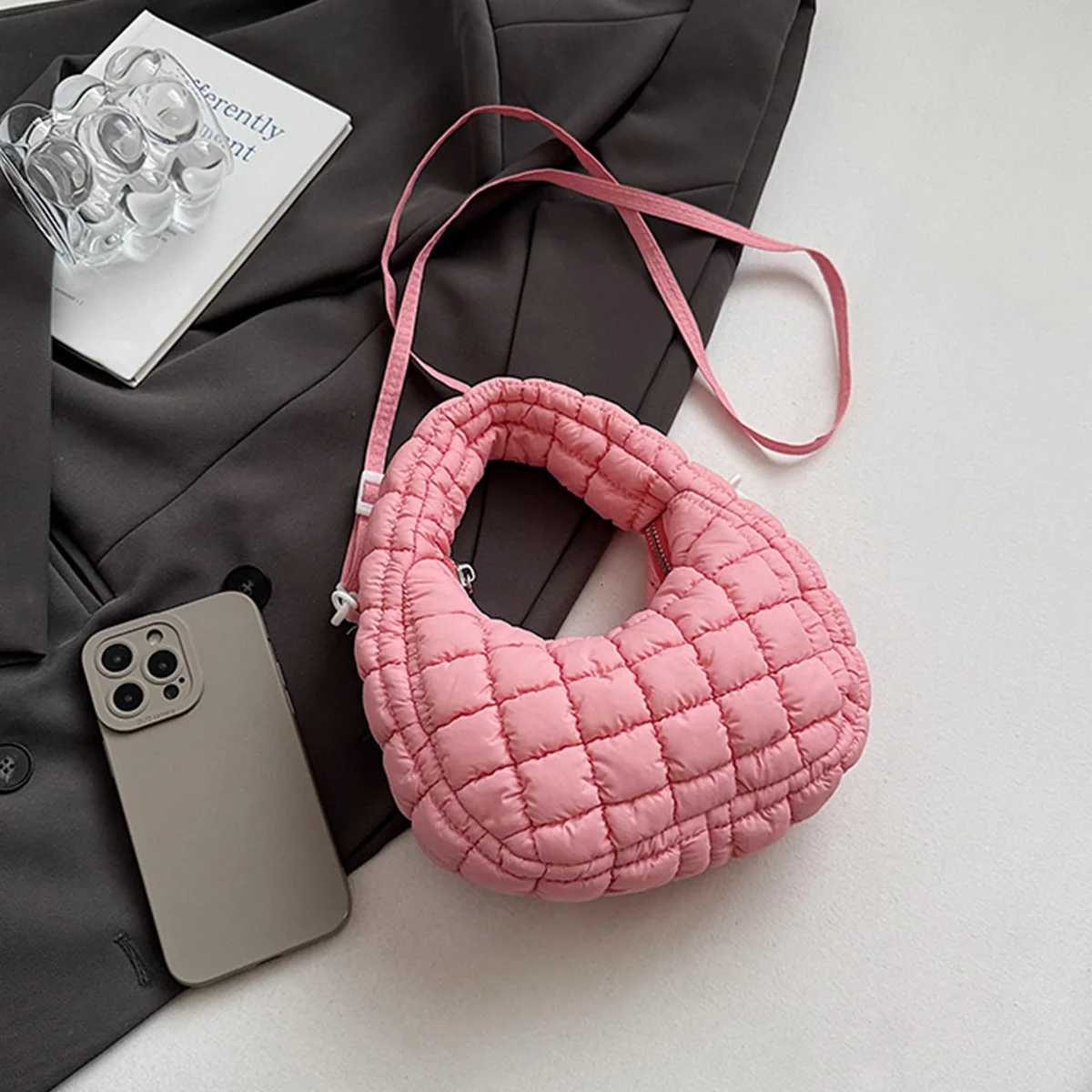 Wen Fi Shoder Bag Crinkle Square Quilted Design Soft Foldable Adjustable Strap Mtifuncti Daily Crossbody Bag1 D251029