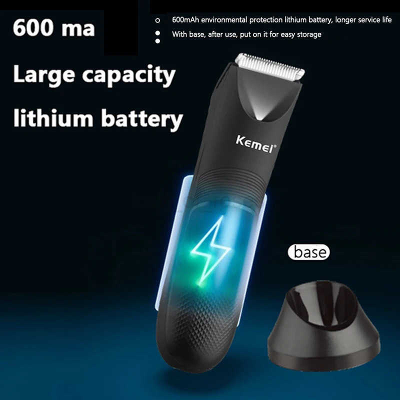 Kemei Groin Area Hair Trimmer Lawn Mower Ceramic Blade Waterproof Wet Dry Clippers Pubic Armpit Body Hair Ultimate Hygiene Razor Z251029