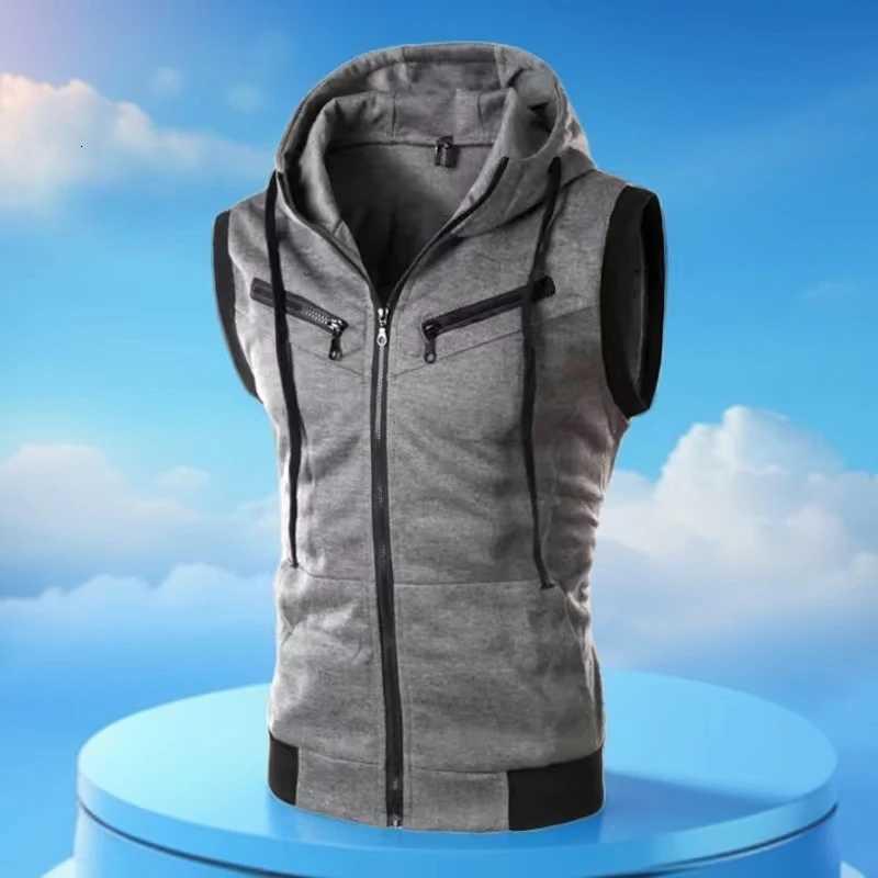 2025 New Fashion Zipper Cardigan Sweater Mens Sleeveless Hooded Vest Jacket Plus Size S4XL Streetwear Vest Hoodies W251029