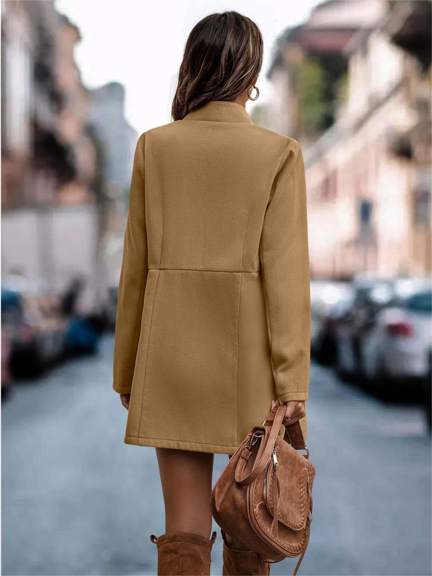 Source Solid Color Long sleeved Fashion Woolen Coat for Women 251029