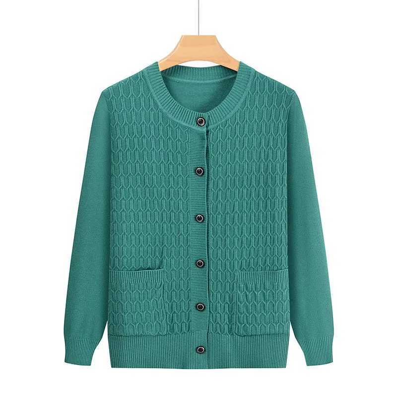 Fashion Grandma Knitted Cardigan Autumn Winter New Womens Sweater Top Middle Aged Mother Knitwears Coat T251028