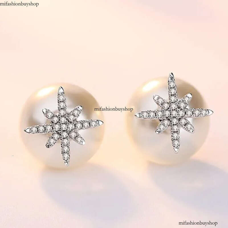 Star Crystal Designer Stud Earrings with Pearl Shining Bling CZ Zircon Dia Stone Elegant Earring Earings Ear Rings Jewelry for Women2024