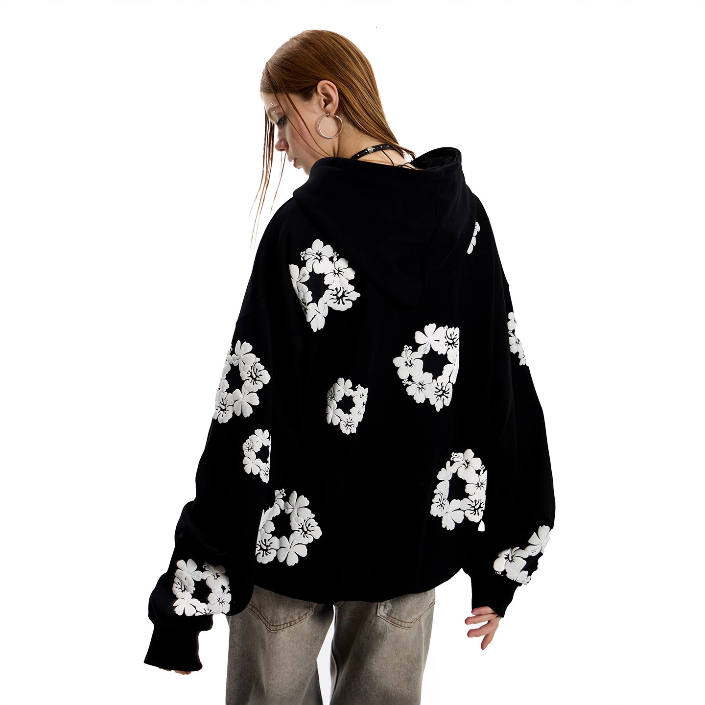 New designer fashion brand hooded women's sportswear plus size loose American style lazy retro autumn and winter couple jacket hoodie