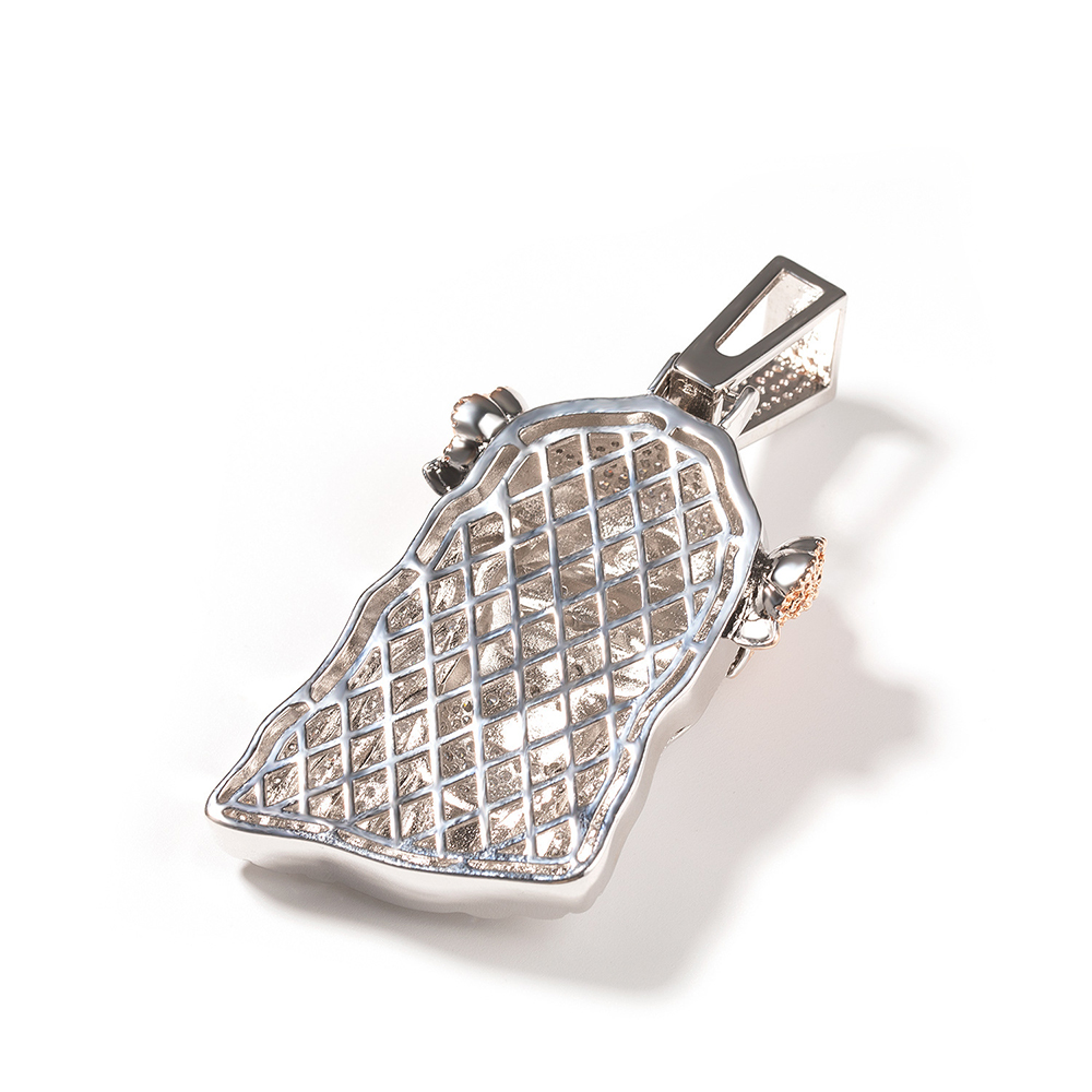 Hip Hop Classic Rose Flower Jesus Pendant Necklace 5A Zircon Real Gold Plated Religious Jewelry