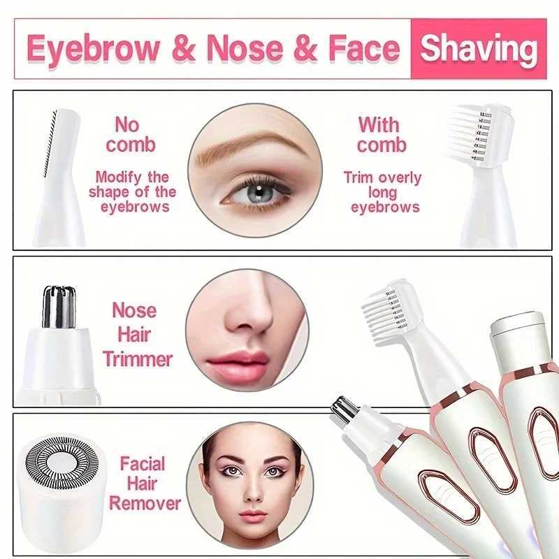 4 In 1 Electric Lady Shaver Body Hair Removal Epilator Painless Cordless Trimmer Razor Gifts For Women J251117
