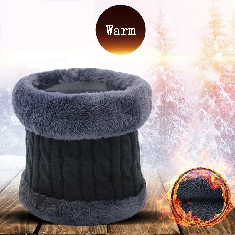 Men Solid Color Soft Knitted Ring Loop Collar Scarf Winter Thick Plush Wool Bib Male Warm Snood Short Scarves Circle Neckchief 251021