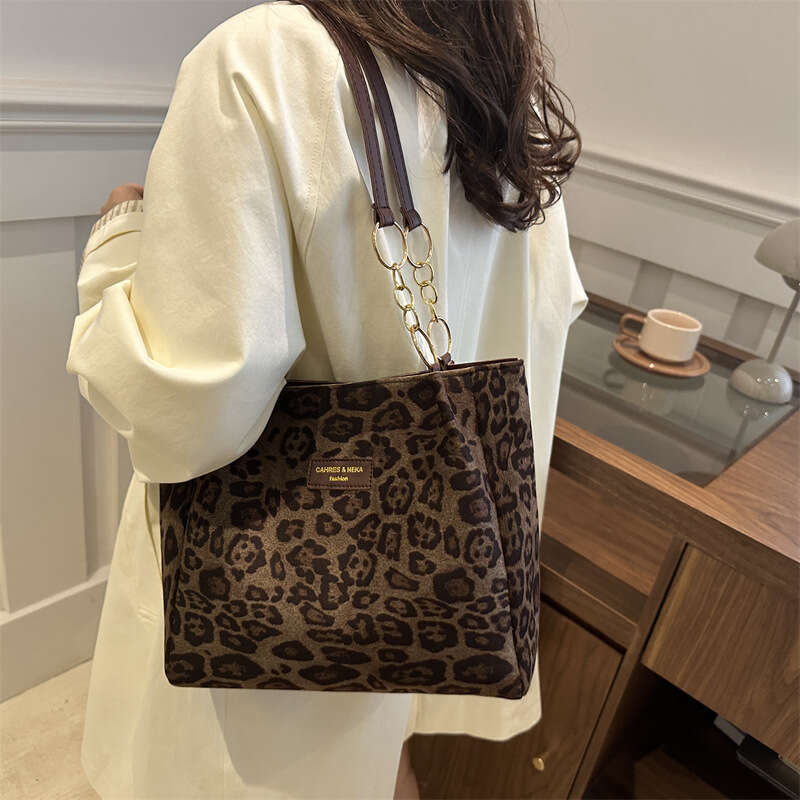 Designer bag Korean Style Simple Commuter Canvas Handbag Leopard Print Shoulder Student Artistic Large Tote Bag