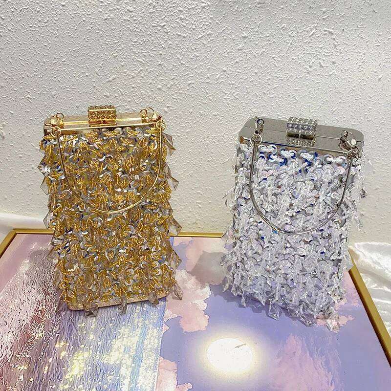 Designer Bags Vintage Metal Premium Sense Beaded Shiny Sequined Box Celebrity Temperament Dinner Party Messenger Bag Luxury Bag