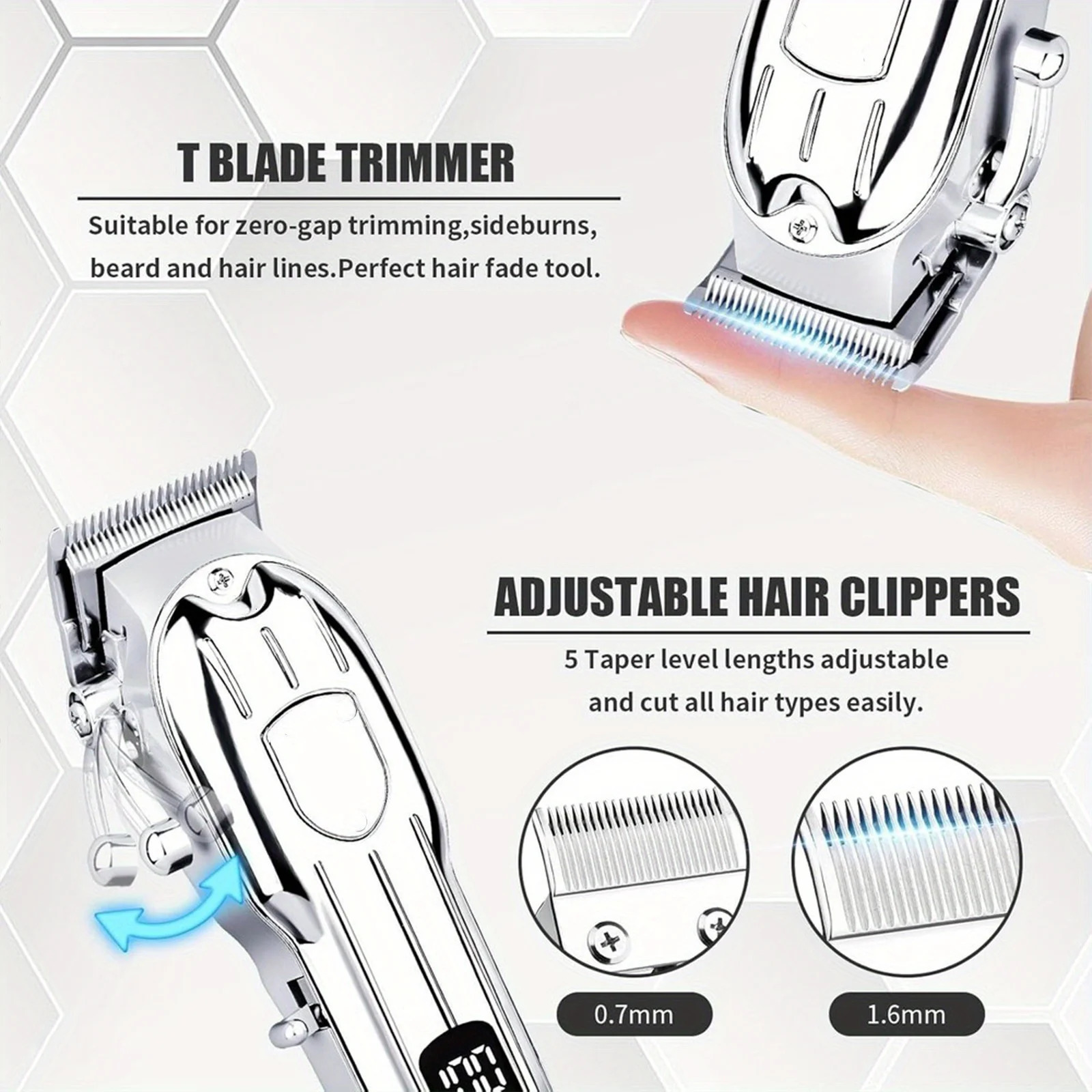 Professional Hair Clippers and Zero Gapped Trimmer for Men Cordless Barber Clipper KitRechargeable LCD Display Gifts 251029