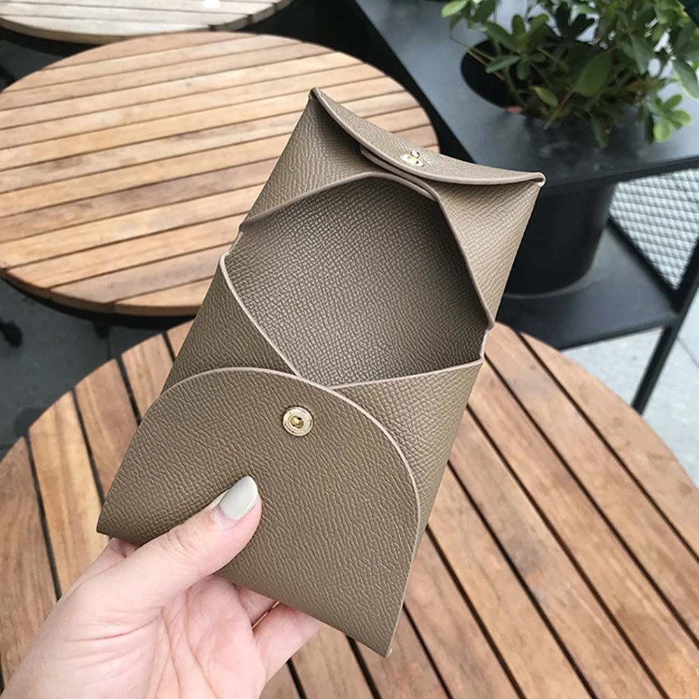 Genuine Leather Coin Purse For Women And Men Fold Credit Card Bag Custom Letters Solid Money Pouch Mini Wallet 251029