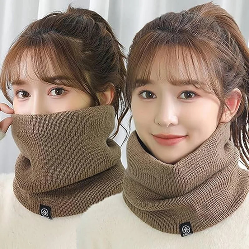 Warm Winter Ring Scarf Women Men Unisex Solid Plus Velvet Knitted Full Face Mask Snood Neck Scarves Bufanda Thick Muffler 251021