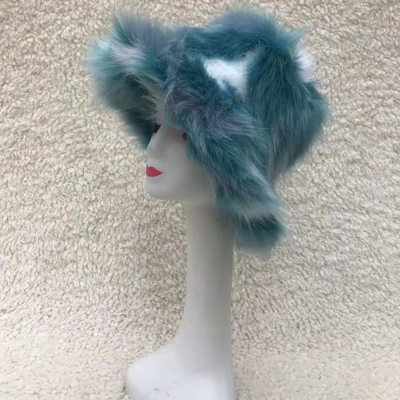 Red Big Brim Fur Hat for Womens y Plush Bucket Warm Winter Y2K Mens Fisherman Personalized Colorful 251013