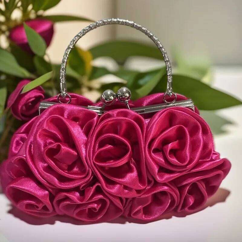 Designer Bags Satin Flower Clutch Satin Cloth 14 Roses Portable Dinner Bag Luxury Bag