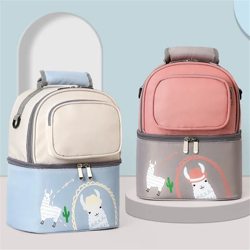 Large Capacity Double Layer Lunch Bag Thermal Mommy Cooler Backpack Portable Breast Milk Preservation Bags Insulated Ice Pack 251029