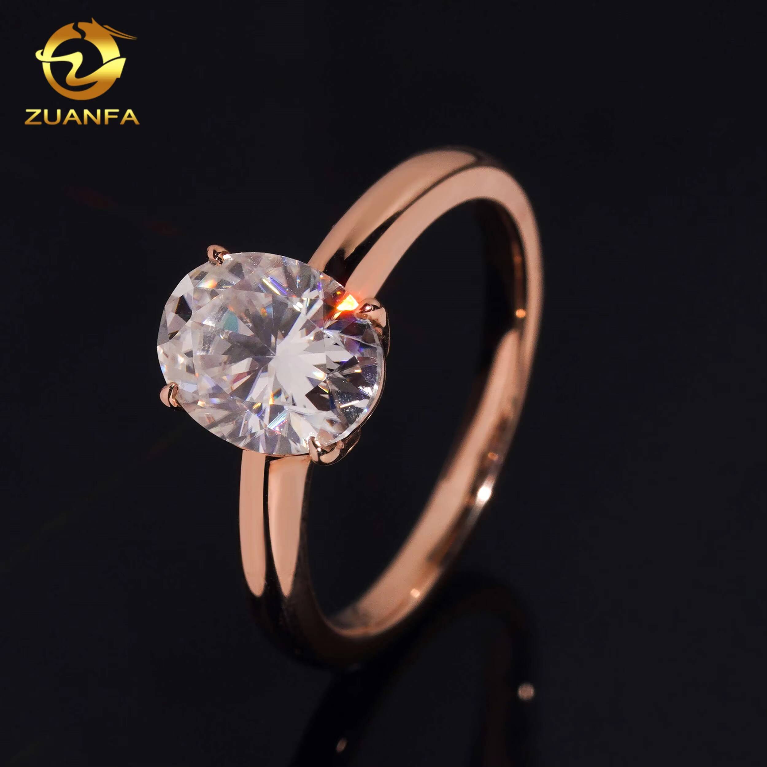 Custom Pass Diamond Test 2carat Oval Cut Moissanite Real Gold 10K 14K 18K RoseYellowWhite Gold Wedding Engagement Ring