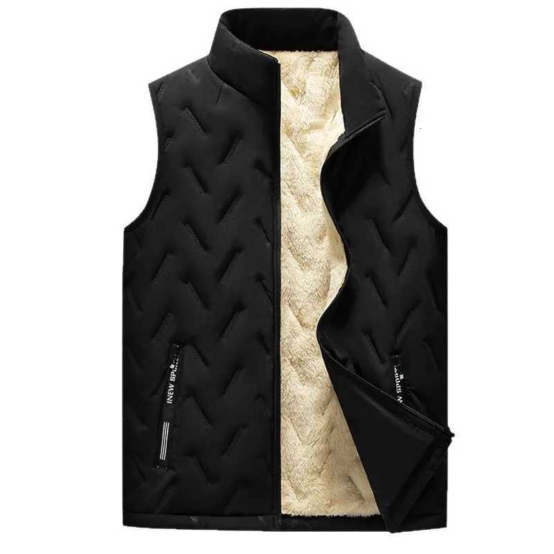 Winter Man Vest New Thicken Fleece Coldproof Stand Collar Male Waistcoat Simple Solid Color Zipper Sleeveless Versatile Coat W251029