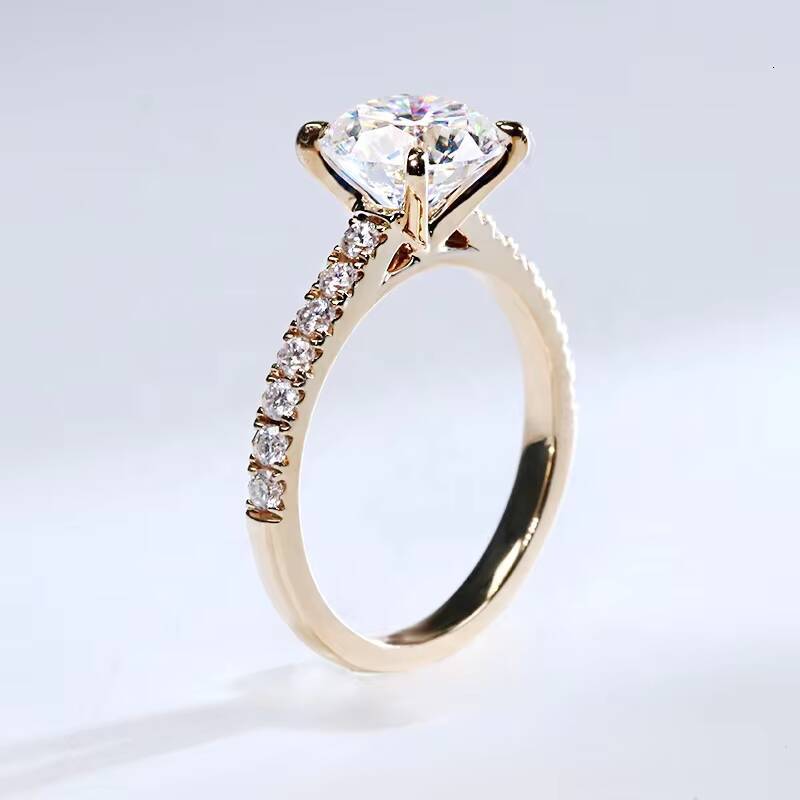 Solid Gold 9k 10k 14k 18k Moissanite Ring Round Cut 9mm 3CT Moissanite Wedding Engagement Ring for Women