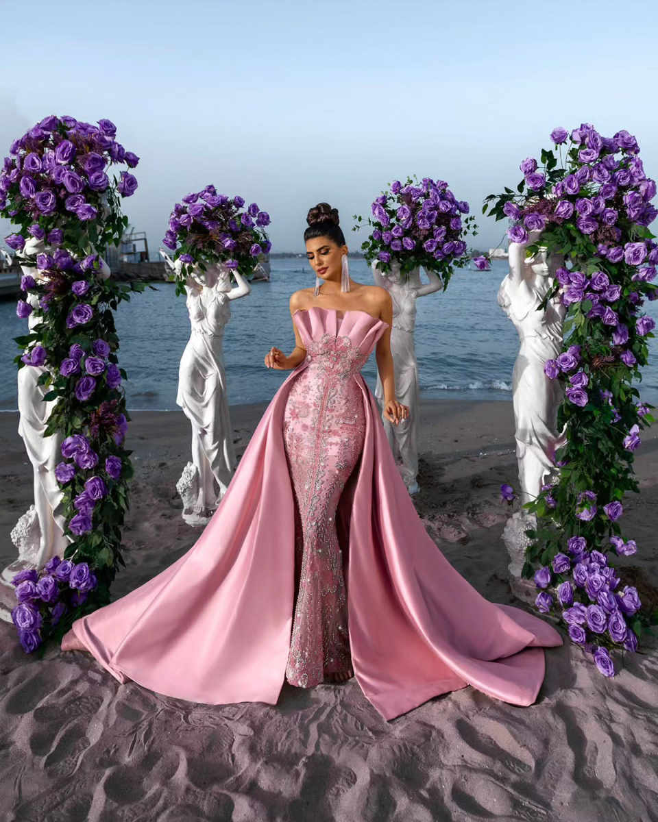 Sexy Mermaid Evening Dresses Crystals Beads Ruffles Sweetheart Neck Evening Gowns Formal Party Second Birthday Engagement Gowns Customized